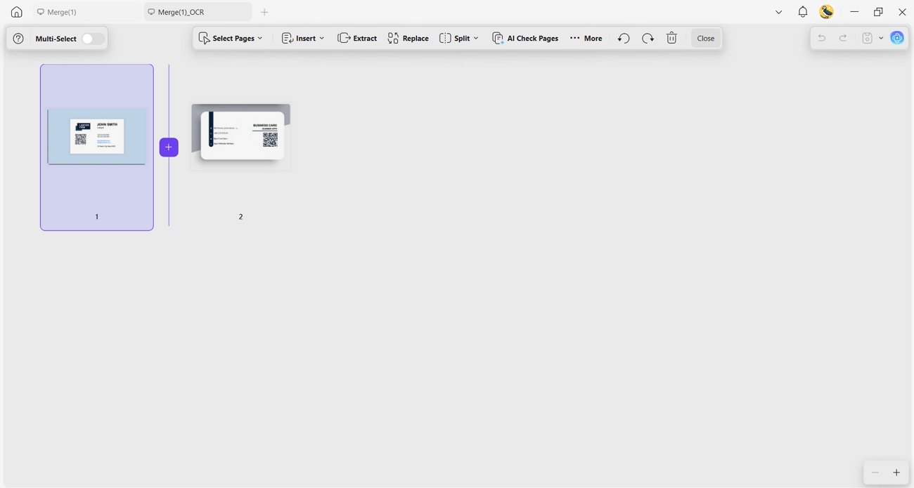 manage multiple business card pages updf