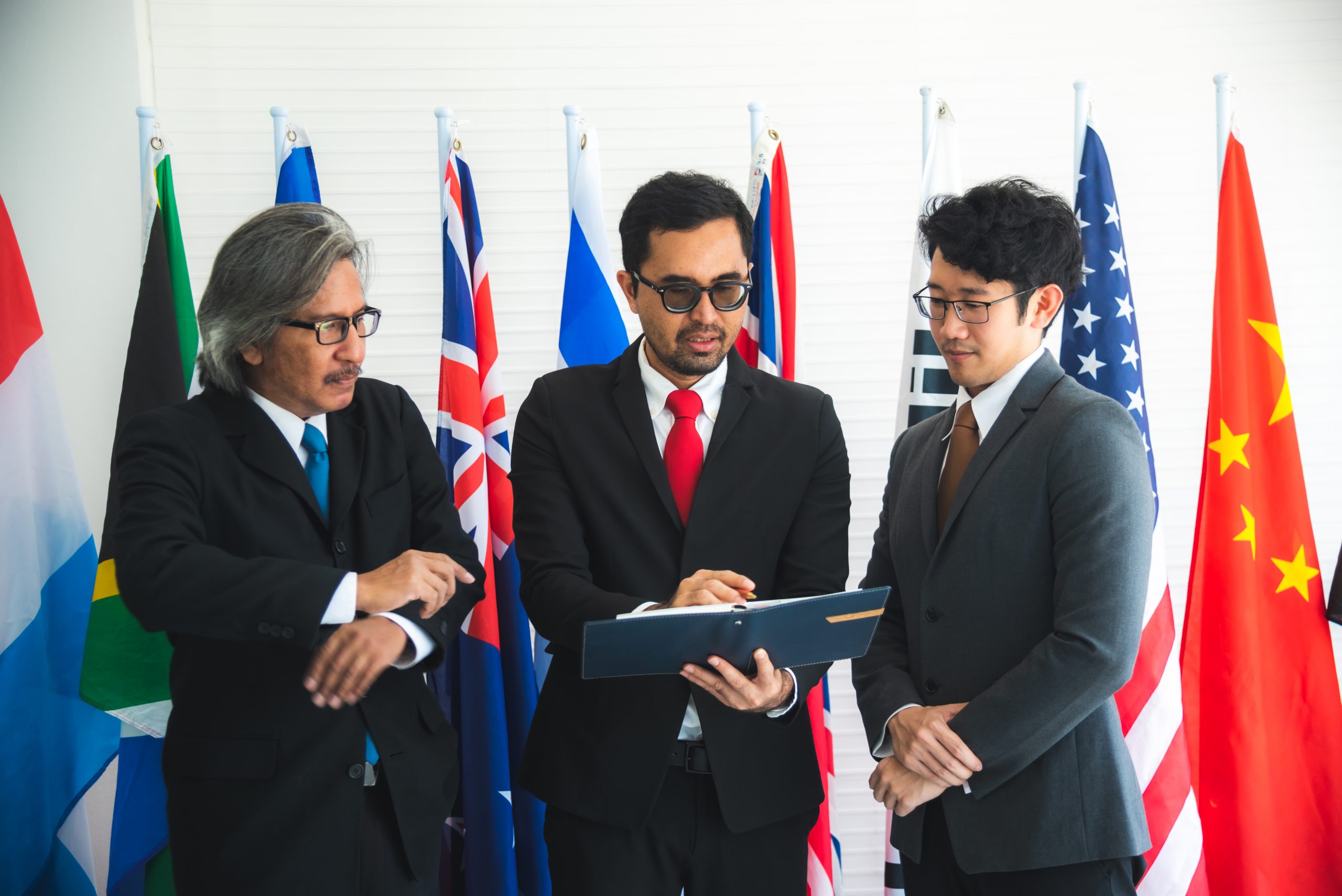 businessmen reviewing documents