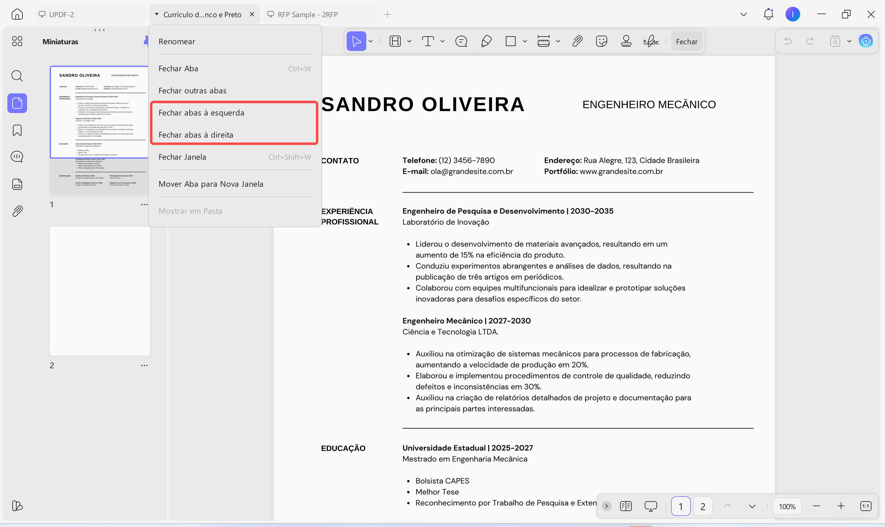 fechar abas à esquerda ou à direita no Windows