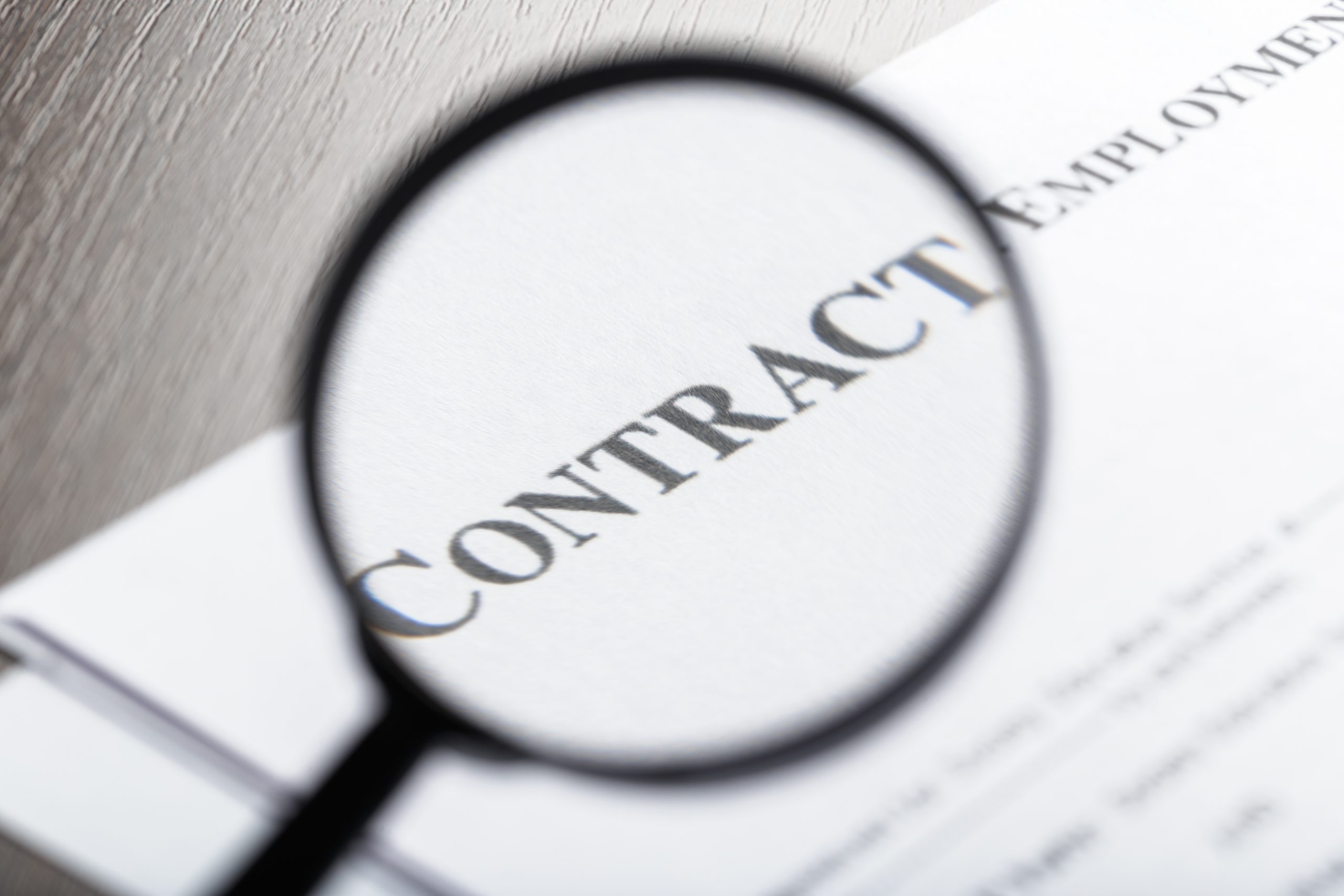 close up view of an employment contract
