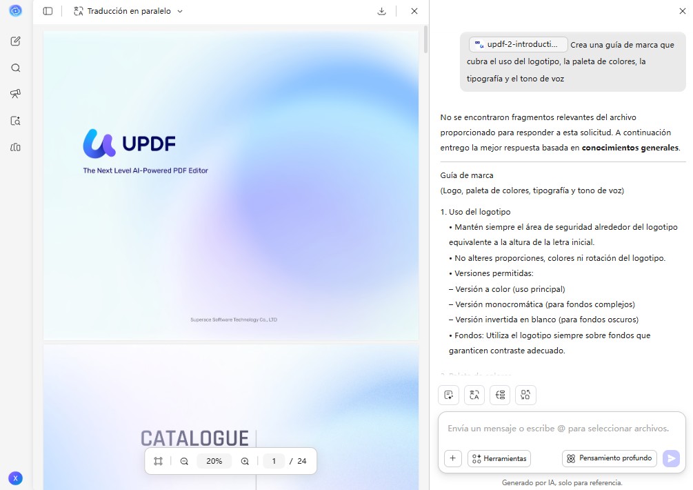 Cómo crear una guía de marca con UPDF AI