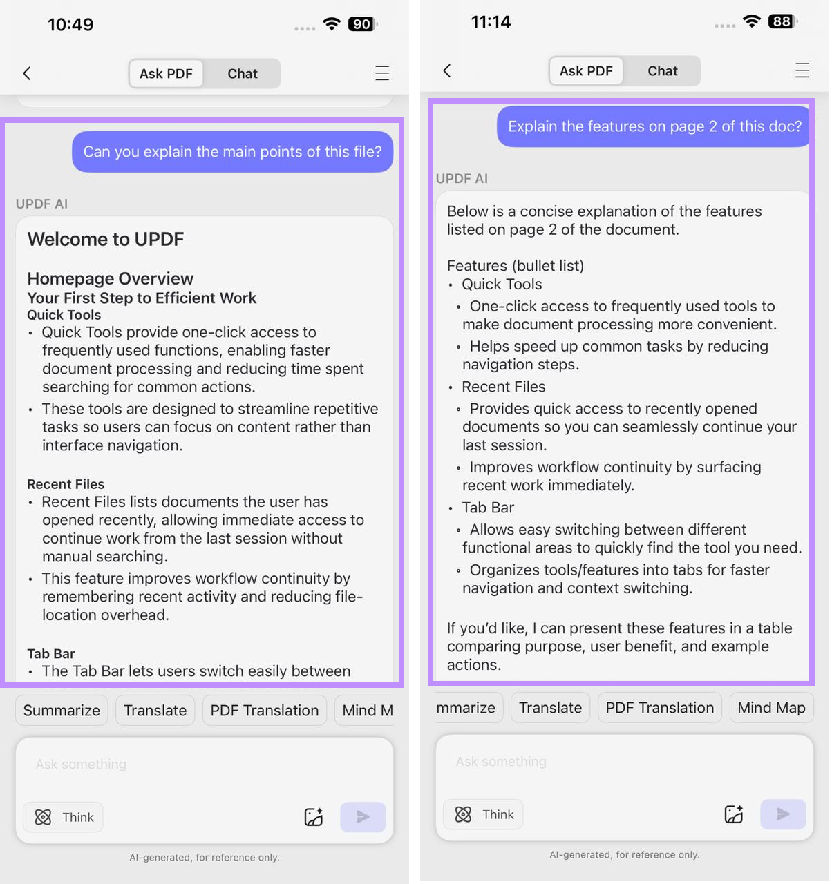 chat with pdf in updf for ios