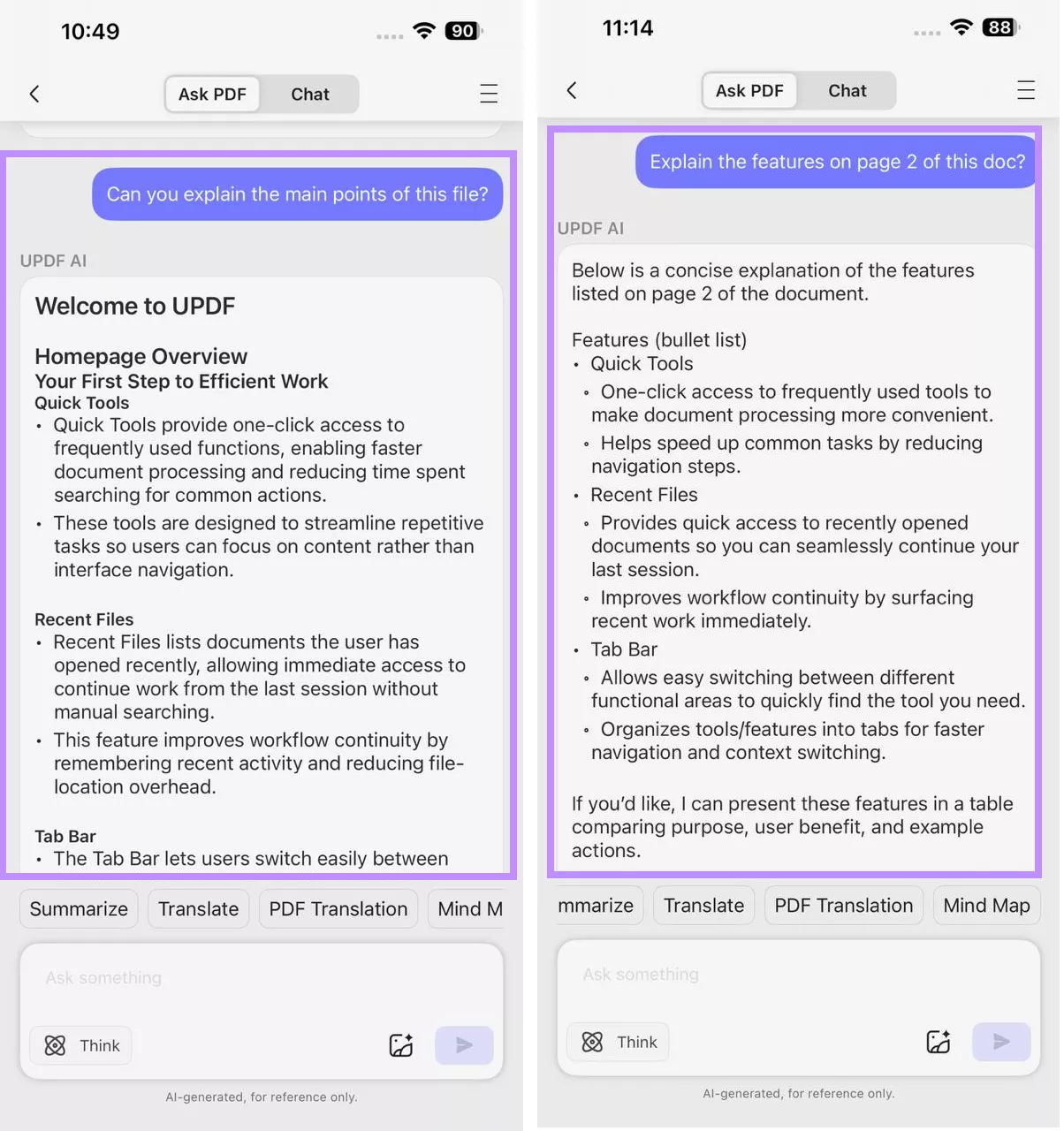 chat with pdf in updf for ios