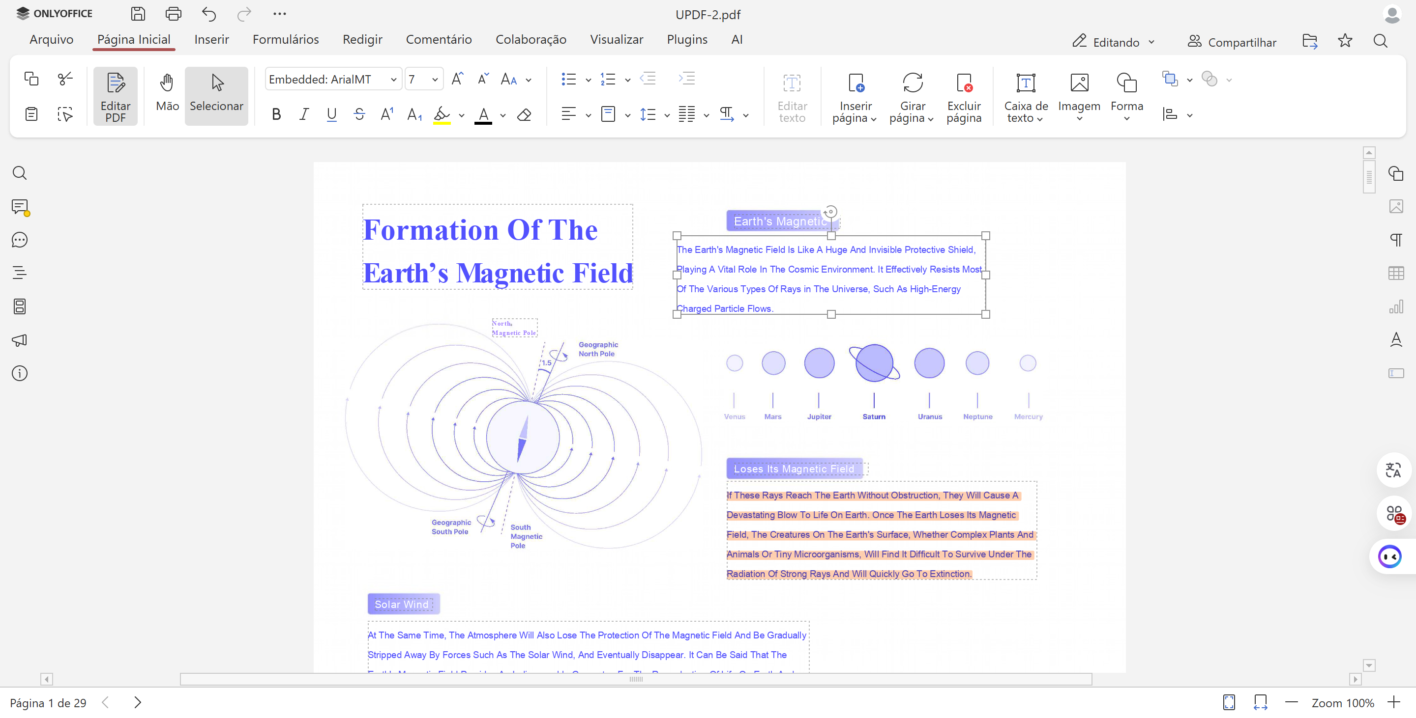 Edição de blocos de texto em PDF no OnlyOffice