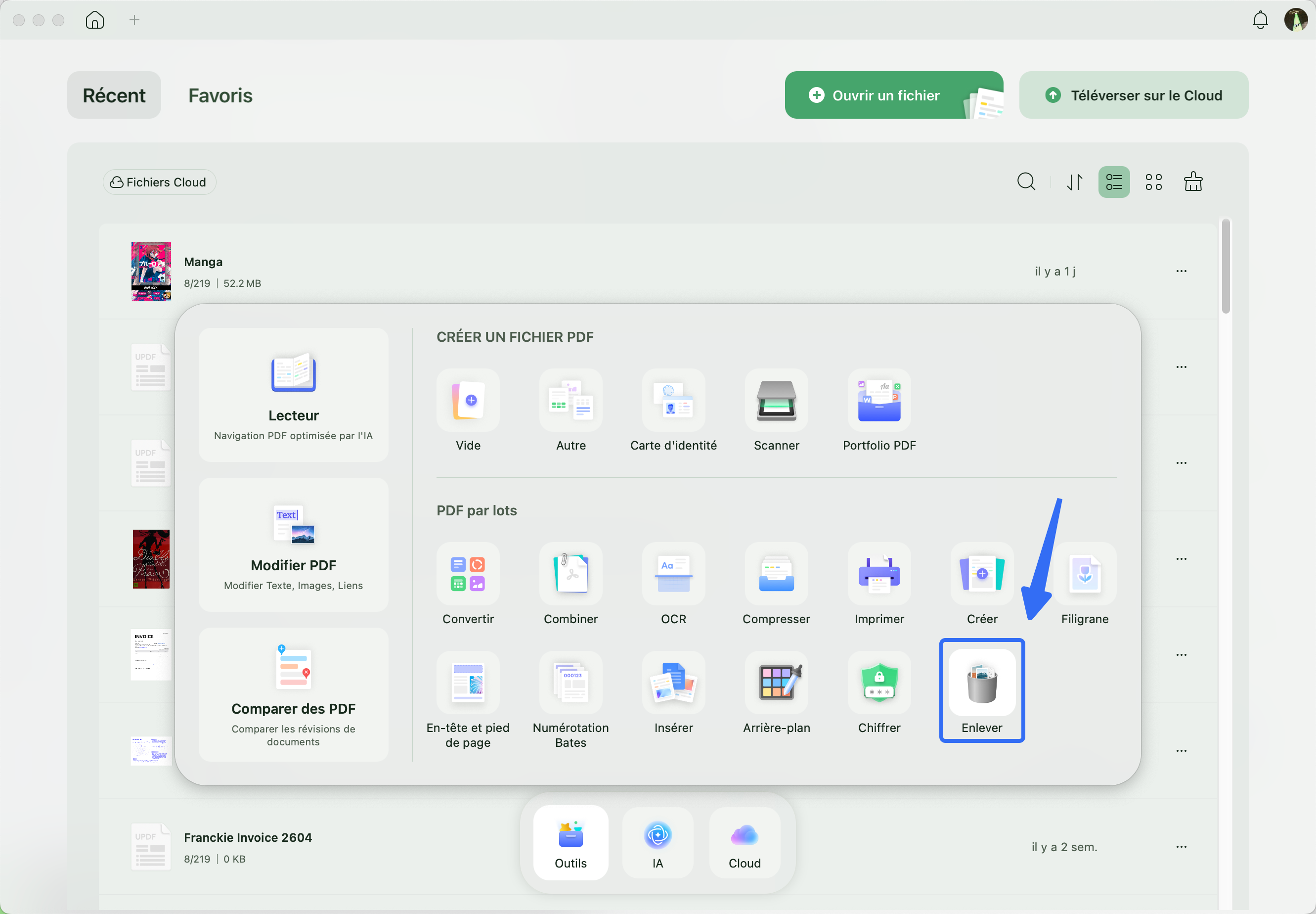 Sélectionnez « Supprimer » sous « Outils ».