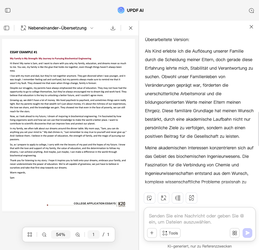 So verwenden Sie UPDF AI als Essay-Editor