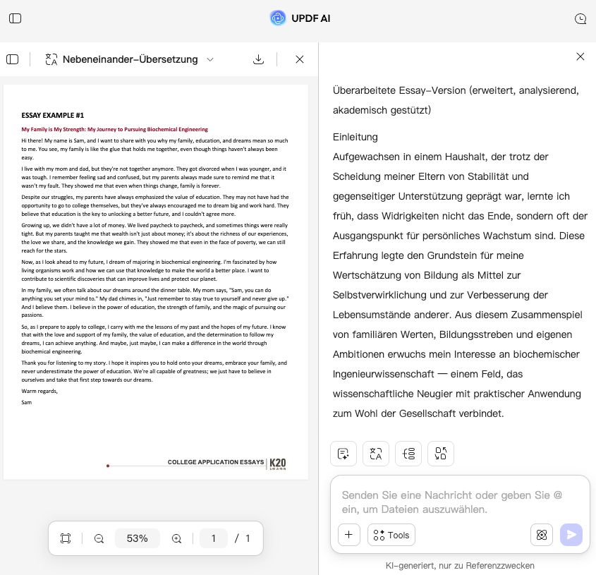 So verwenden Sie UPDF AI für den Essay Extender