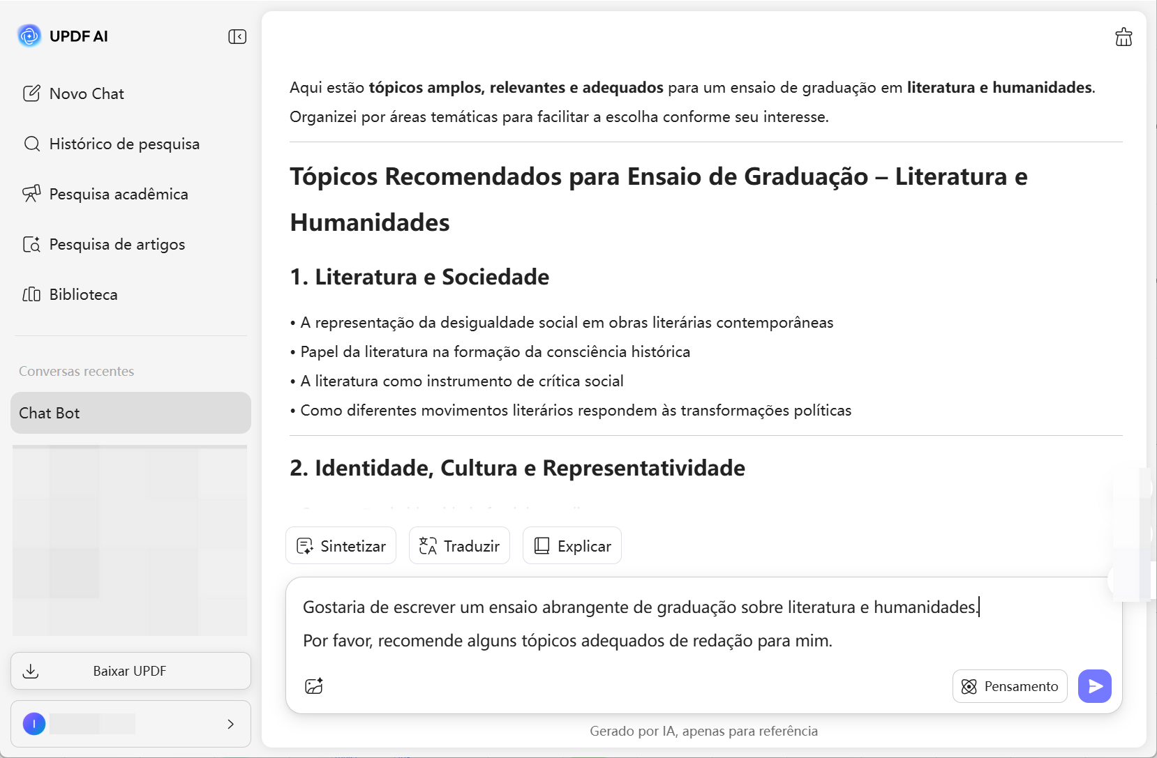 Literatura e Humanidades