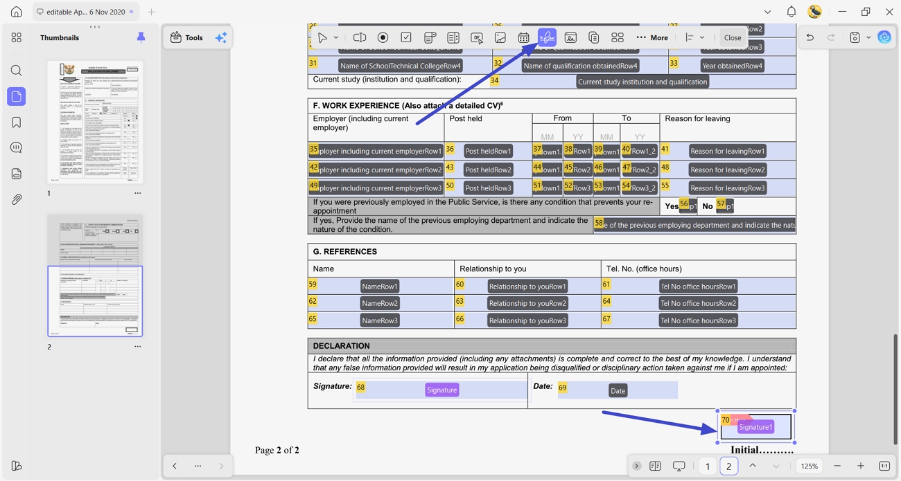 create digital signature field