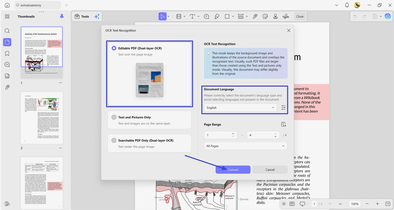 perform ocr updf scanned pdfs