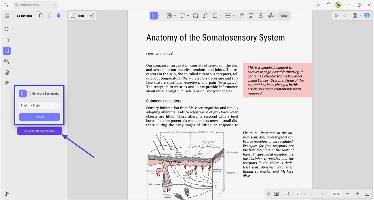 generate ai bookmarks updf