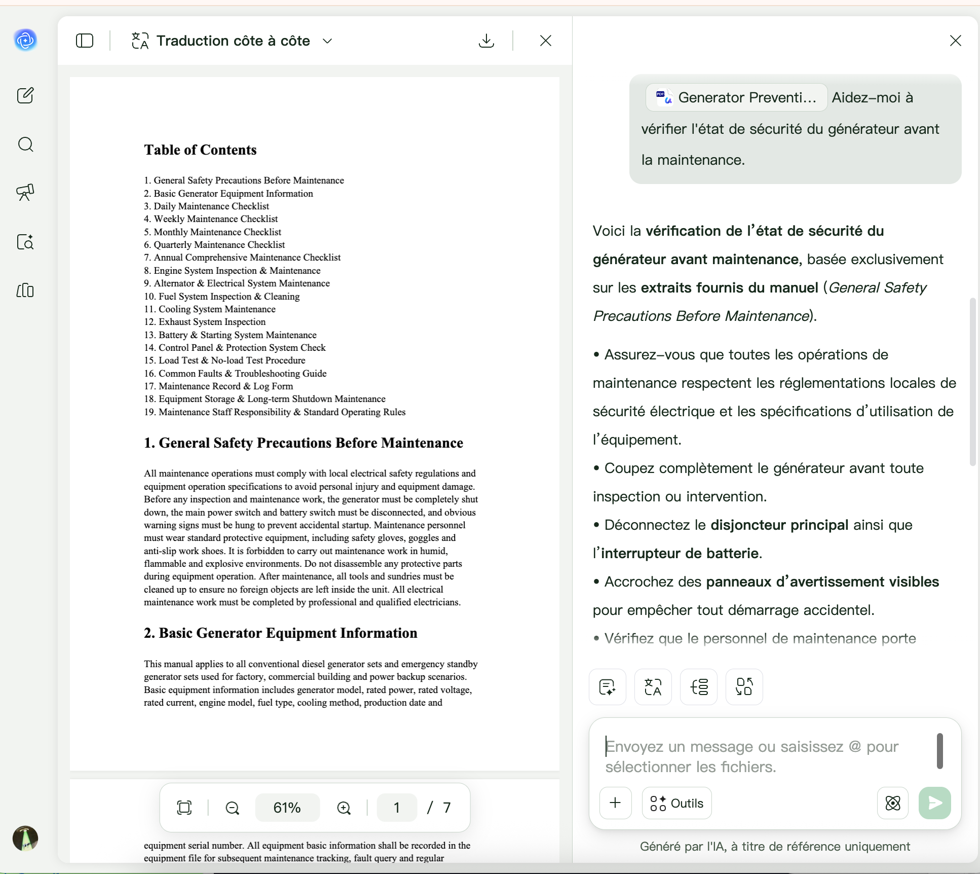 générateur de checklist de maintenance