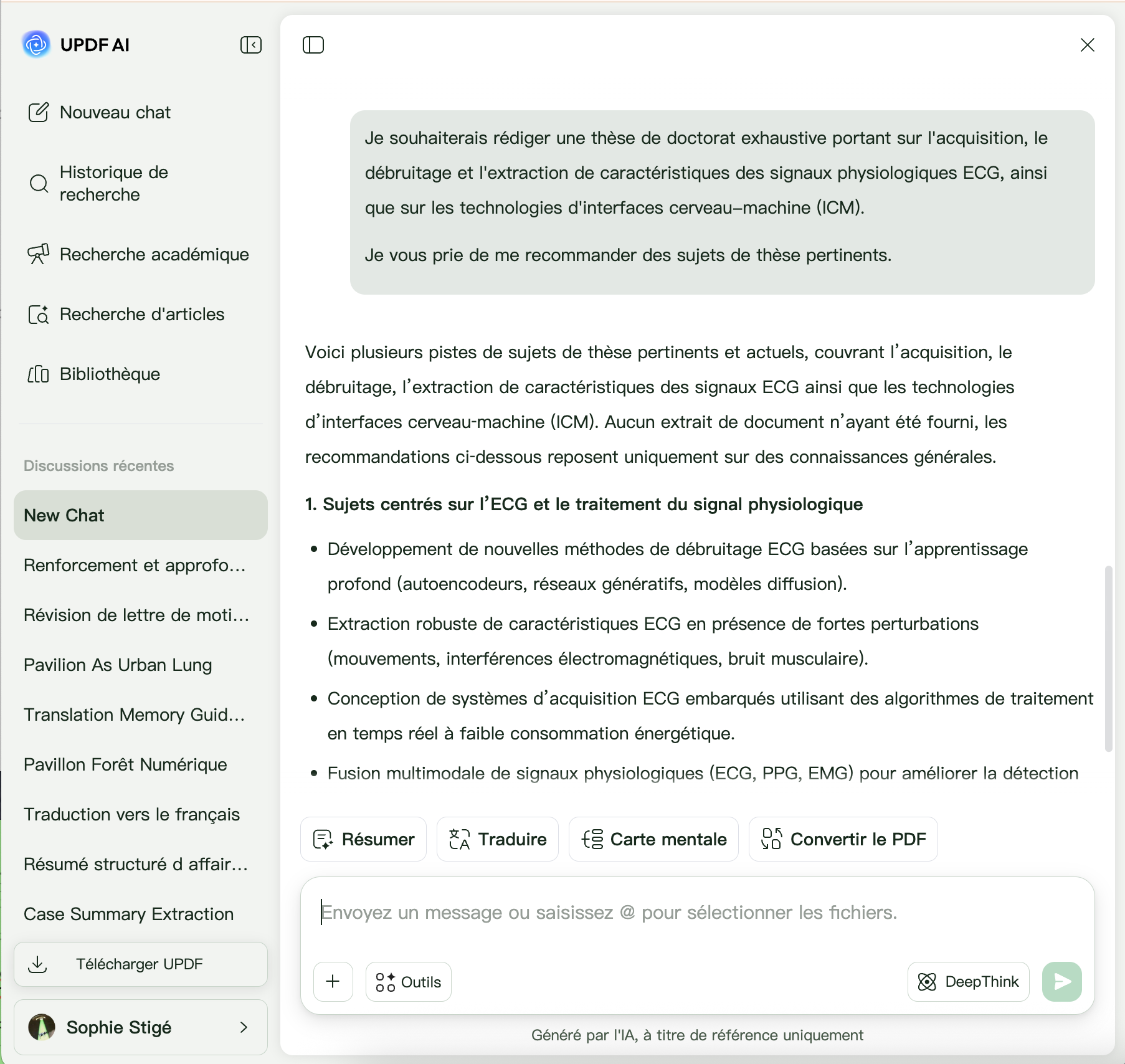 comment utiliser UPDF AI générateur de sujets de dissertation