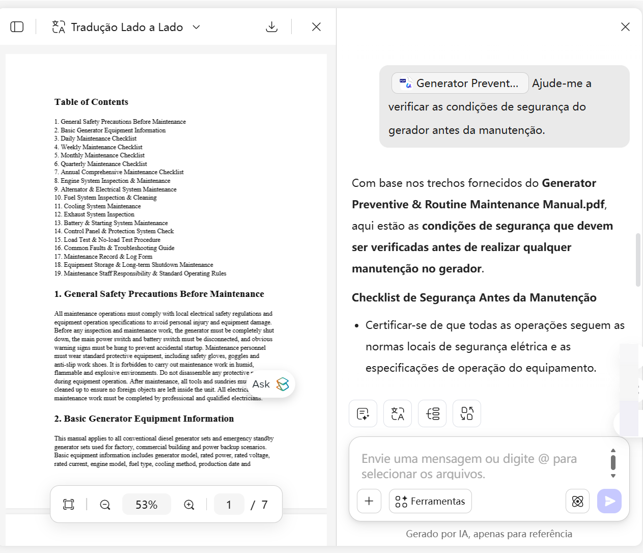 gerador de lista de verificação de manutenção