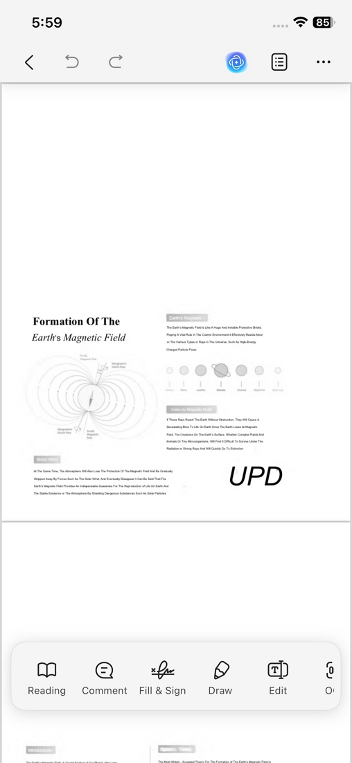 ocred updf mobile pdf page