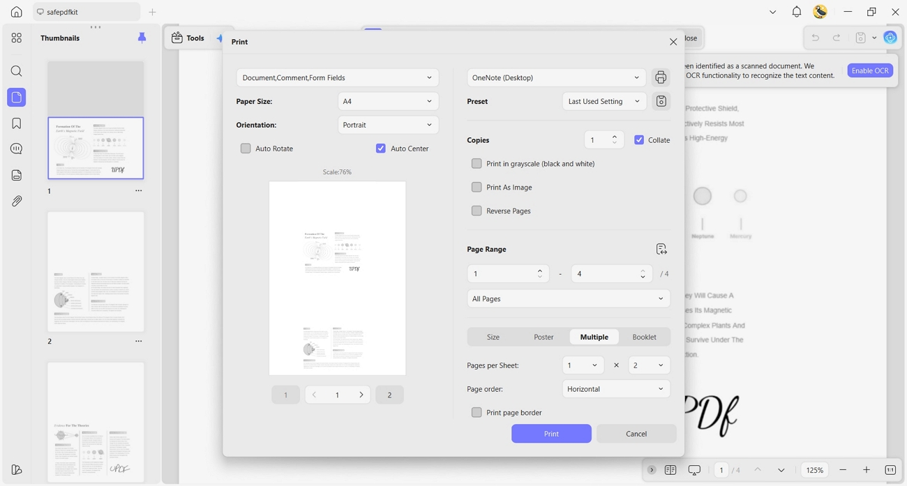 blur print out pdf pages