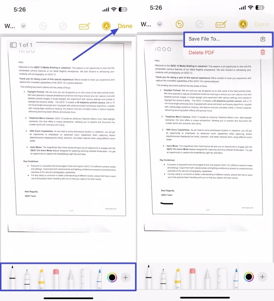 use markup tool highlight text notes