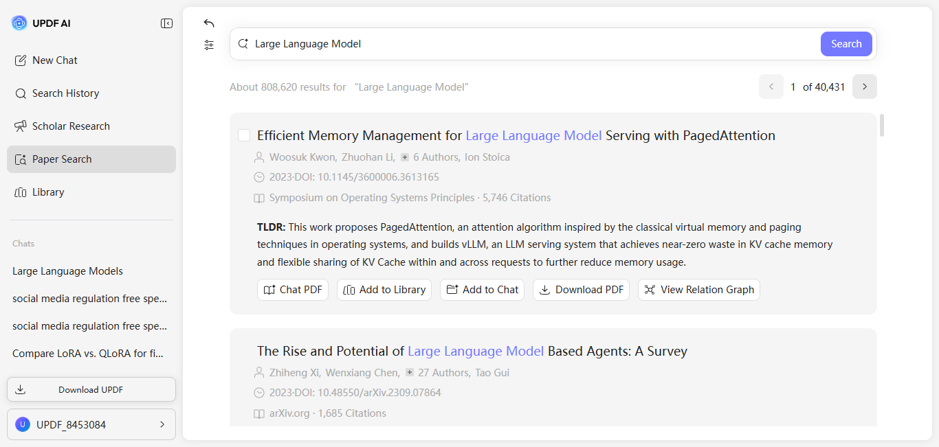 paper search in updf ai online