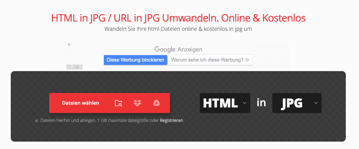 HTML in JPG convertio