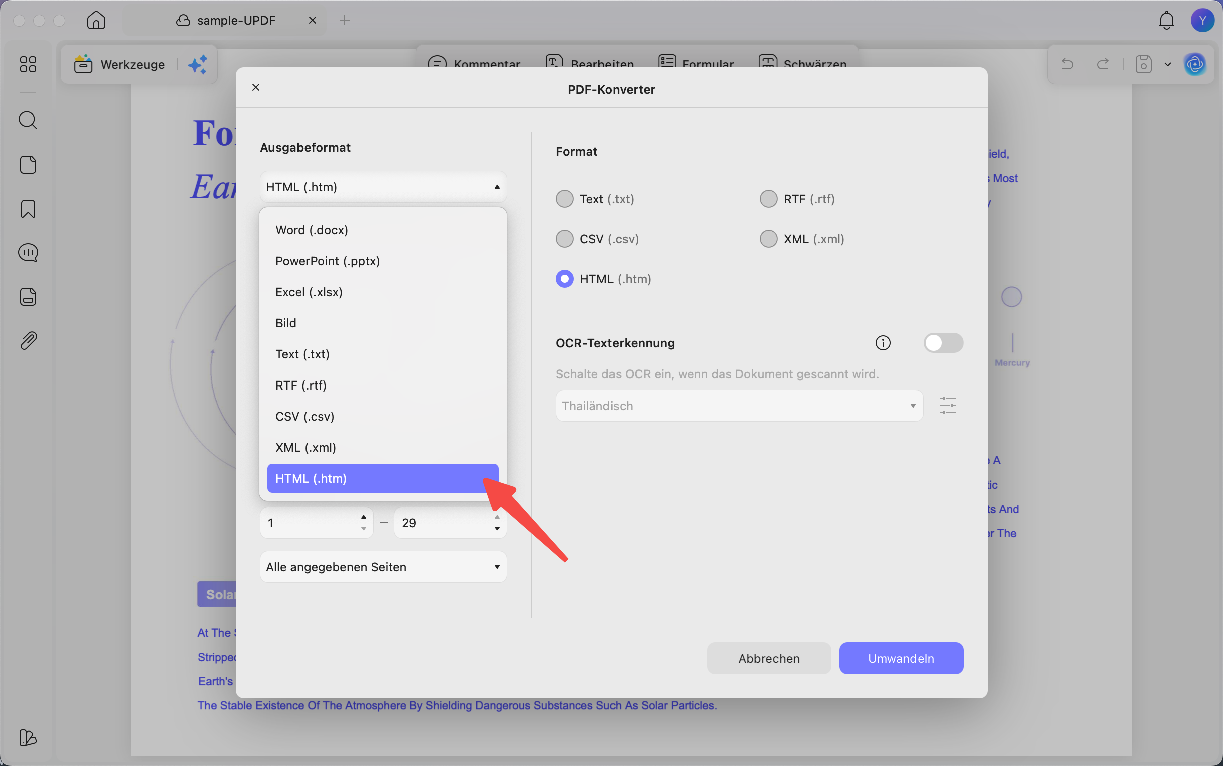 Export von HTML in JPG