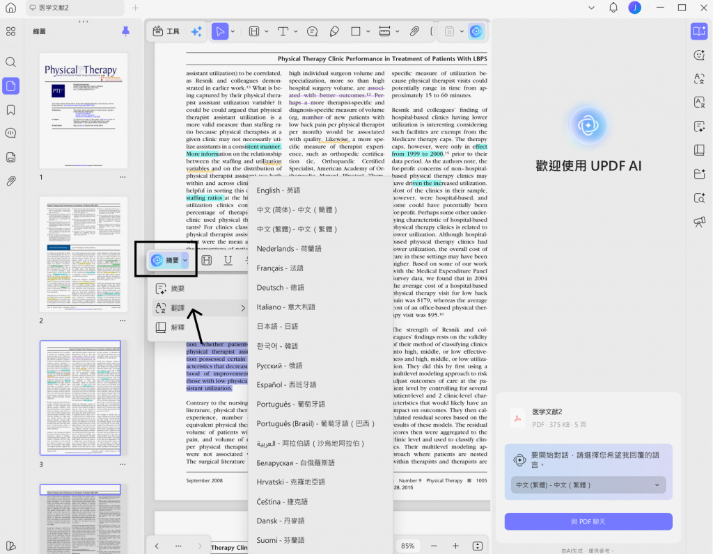 翻譯 PDF 檔案