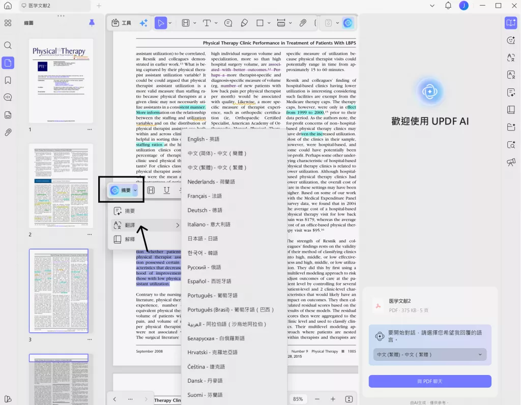 翻譯 PDF 檔案