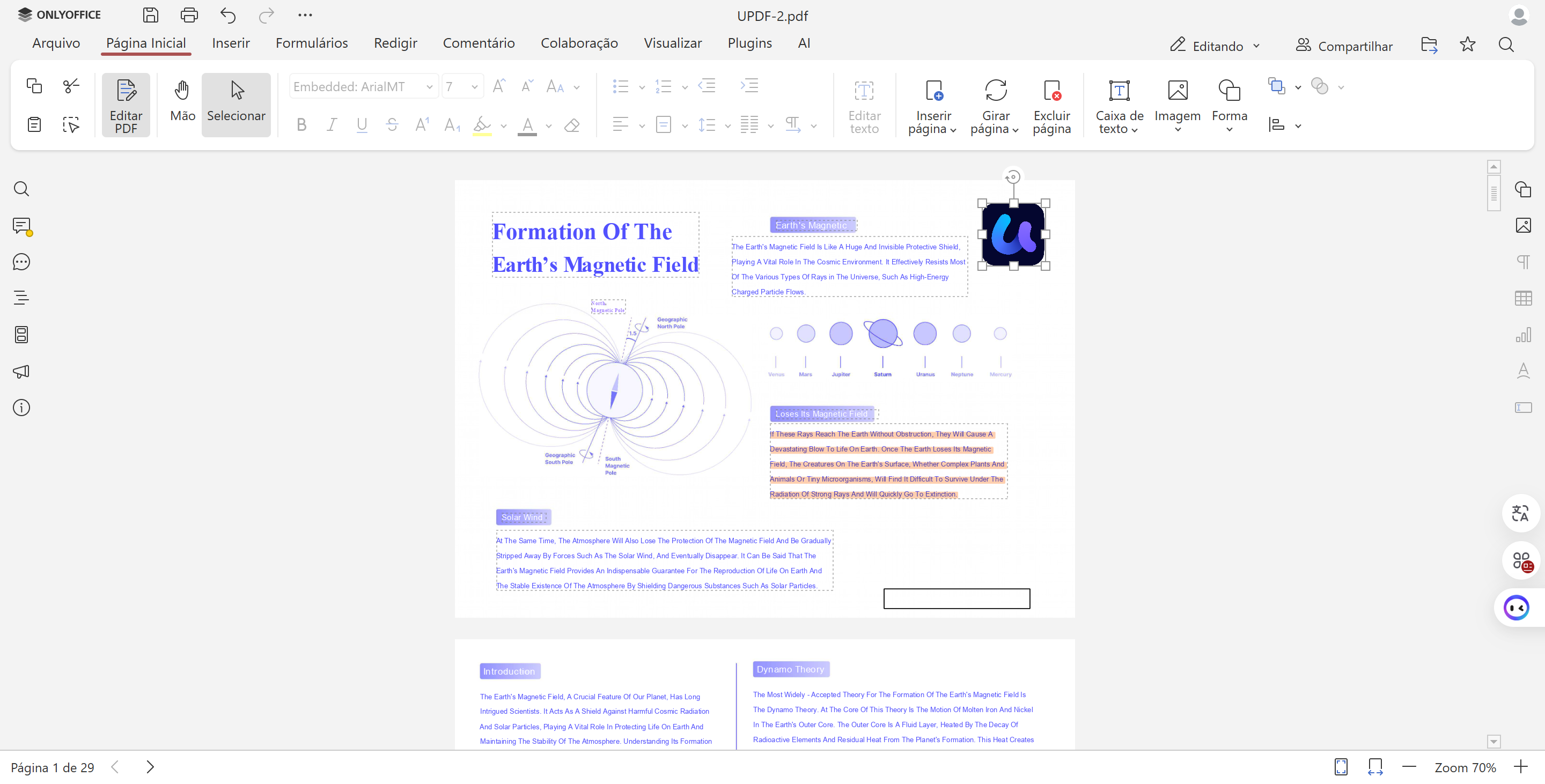 Inserir imagens e formas em páginas PDF