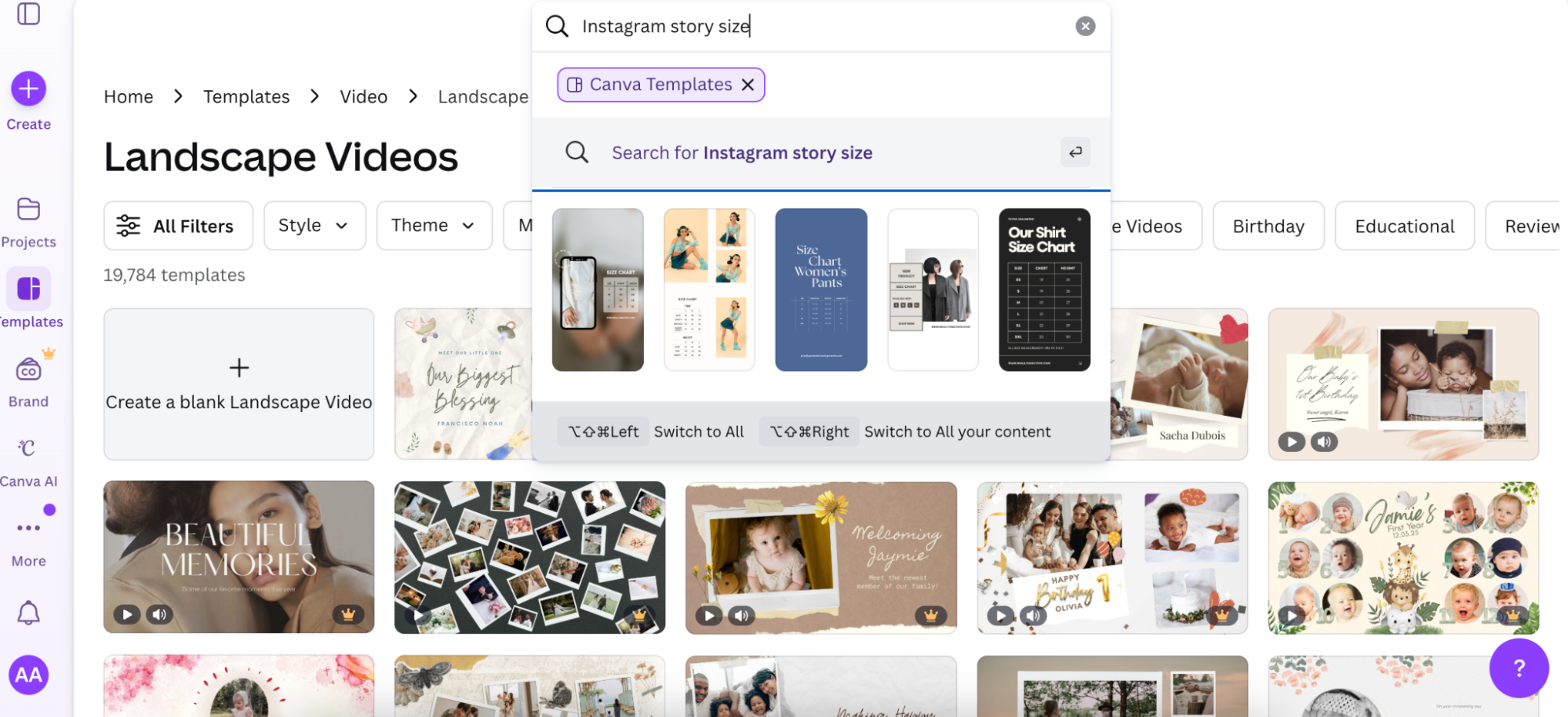 instagram story size template canva