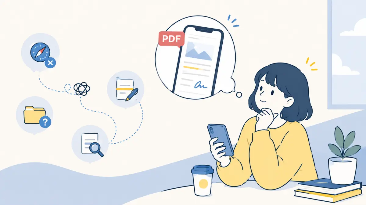 iPhoneでPDF資料を快適に閲覧しているユーザーのイメージ