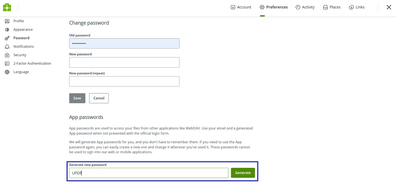 generate unique password for connections