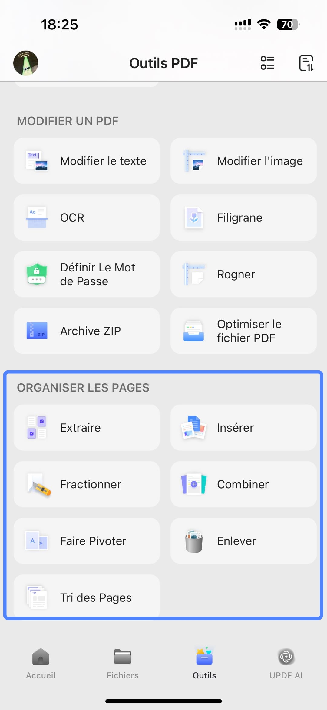 Outils d'organisation de PDF