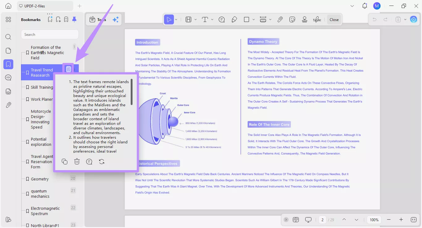 ai summarize bookmarks in updf