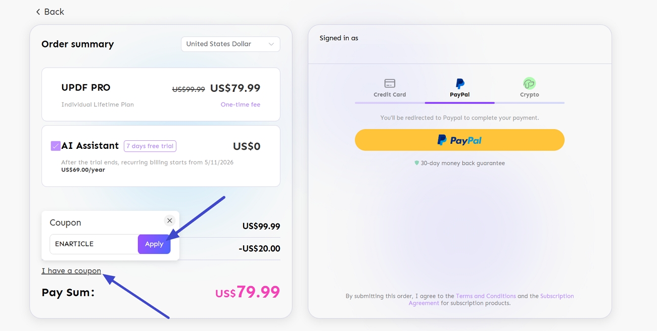  apply coupon code discount updf