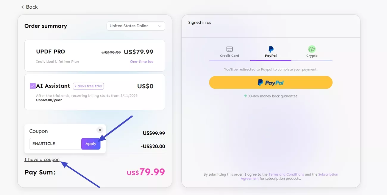  apply coupon code discount updf