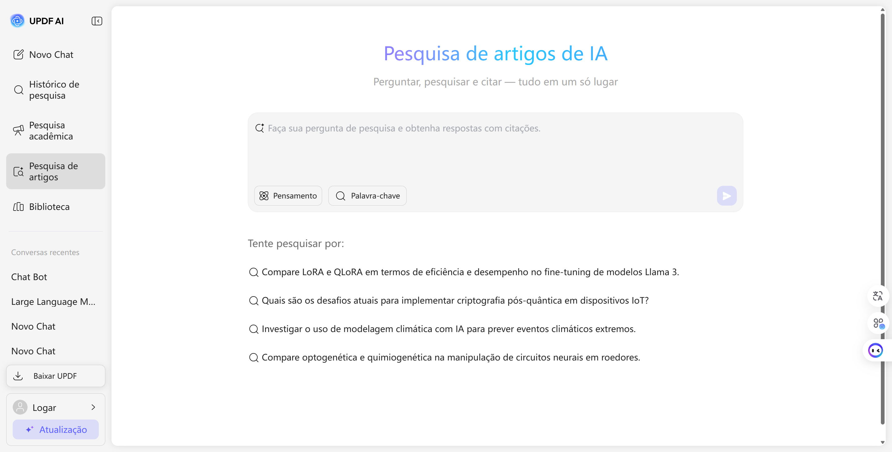 pesquisa de artigos de ia