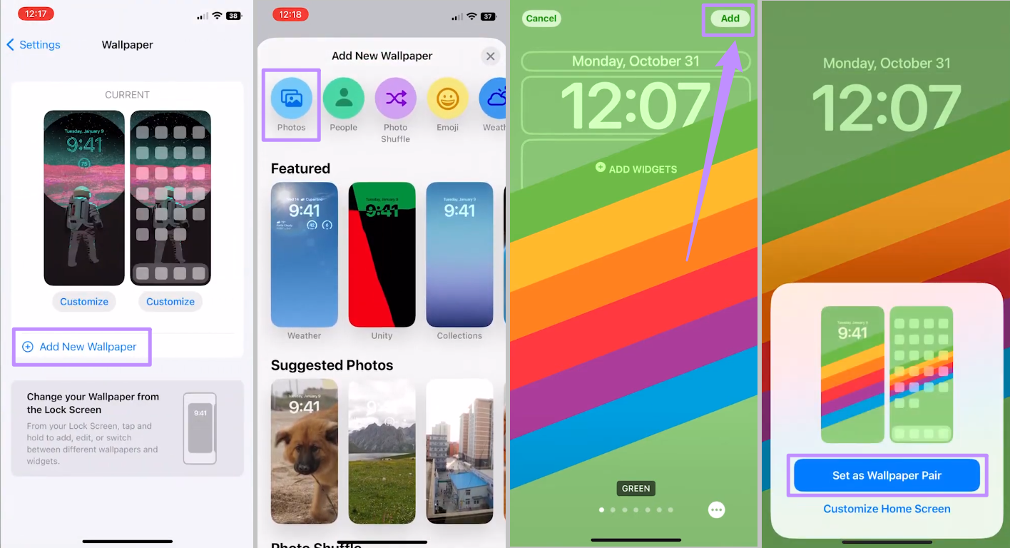 setting wallpaper on iphone