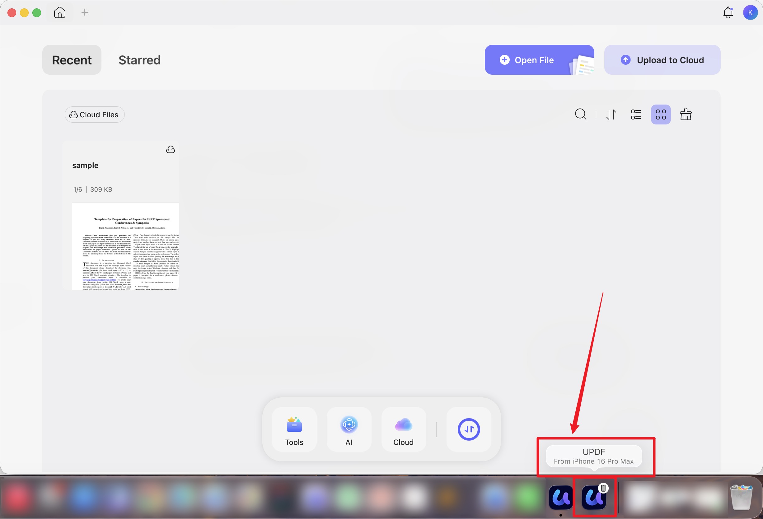 receive documents via handoff ios