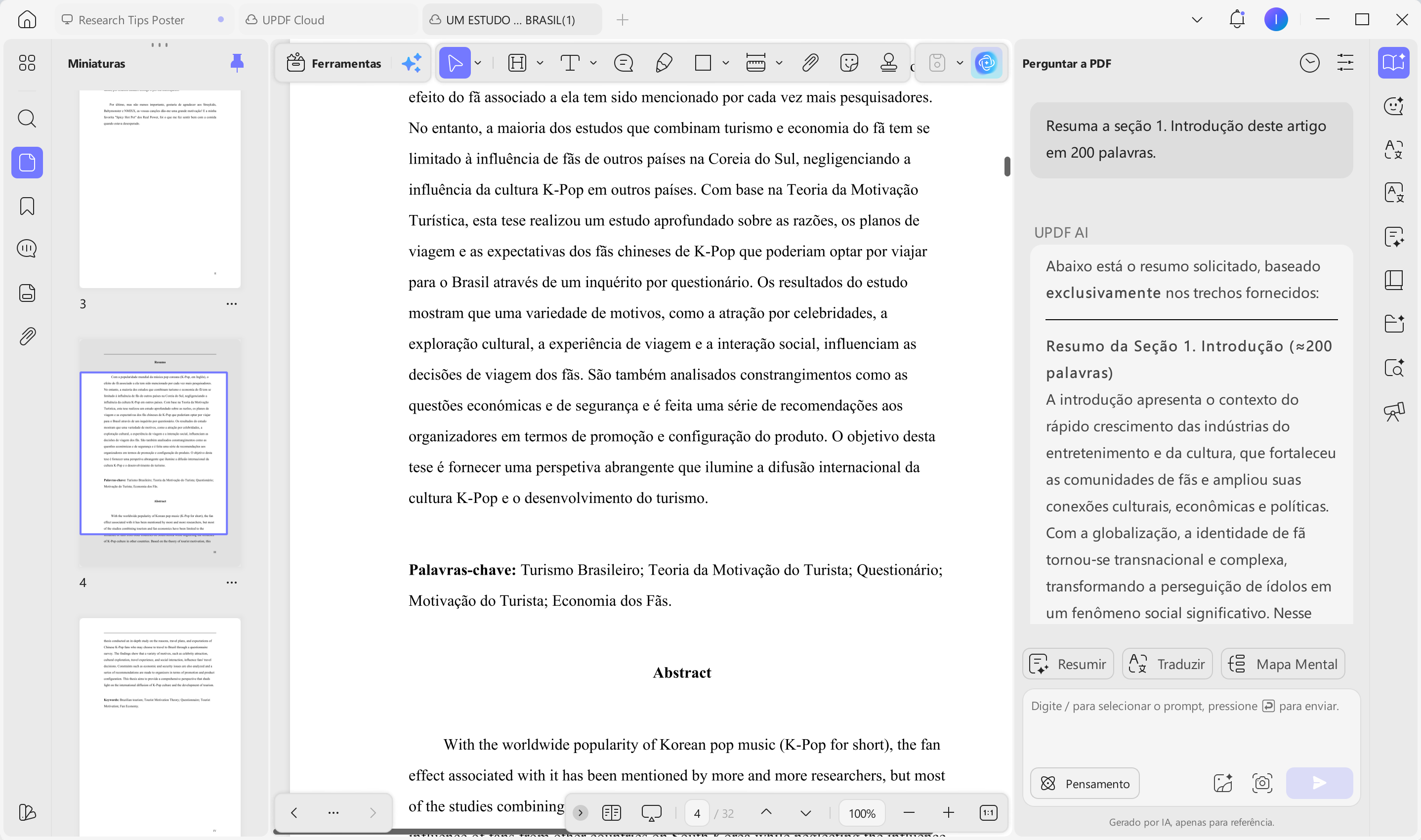 obter resumos de artigos científicos