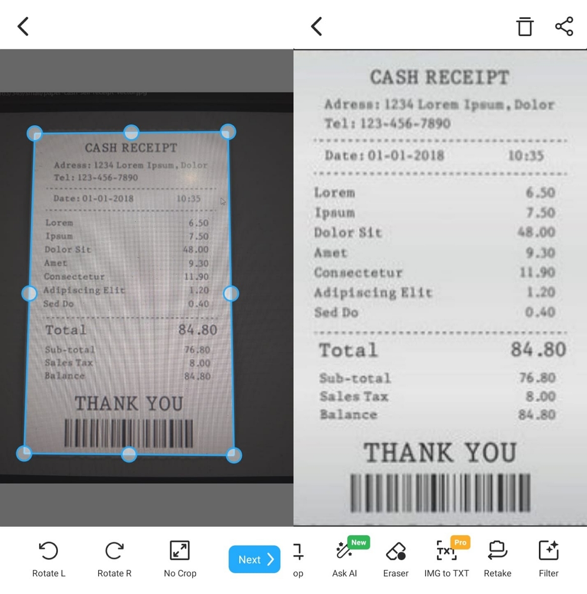 how tapscanner edit documents
