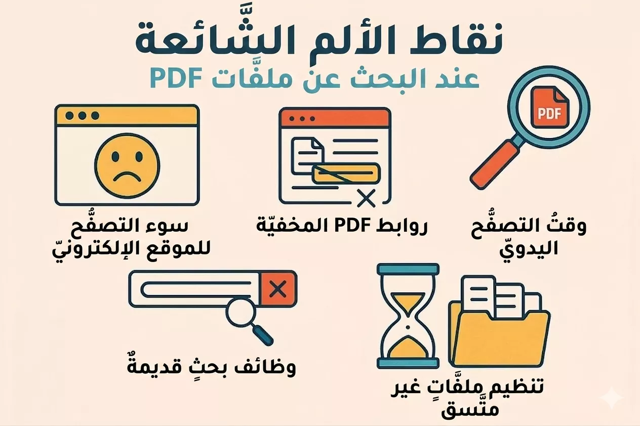 المشاكل الشائعة عند البحث عن ملفات PDF