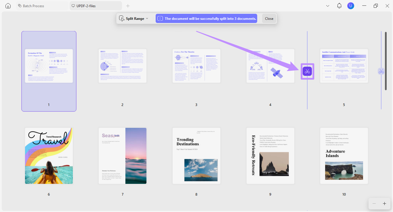 custom split pdf in updf