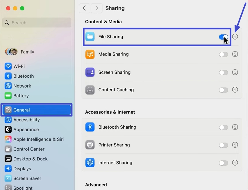 enable mac file sharing settings