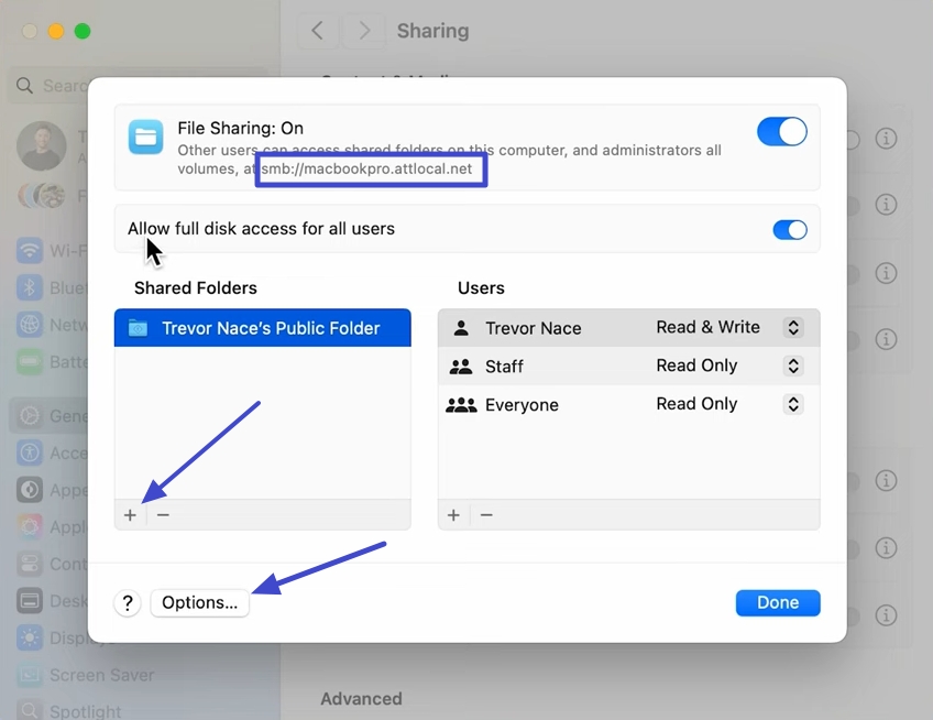 add target sharing folder