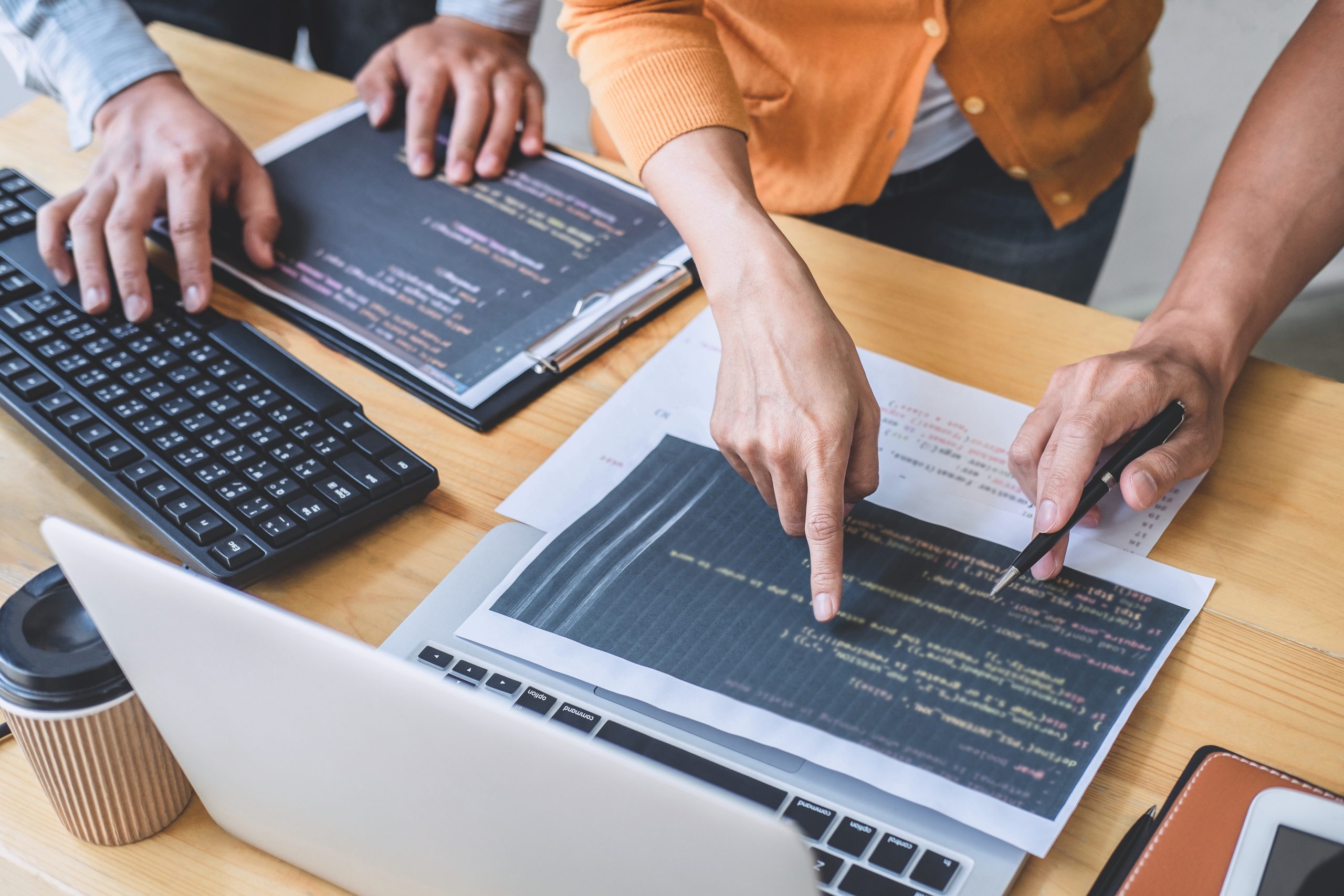 team collaborates on code review