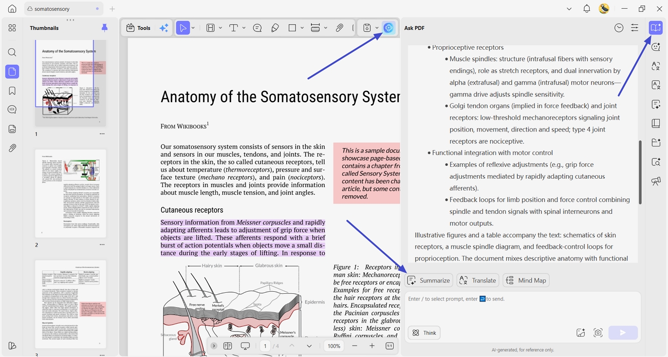 use updf ai summarize pdf textbooks