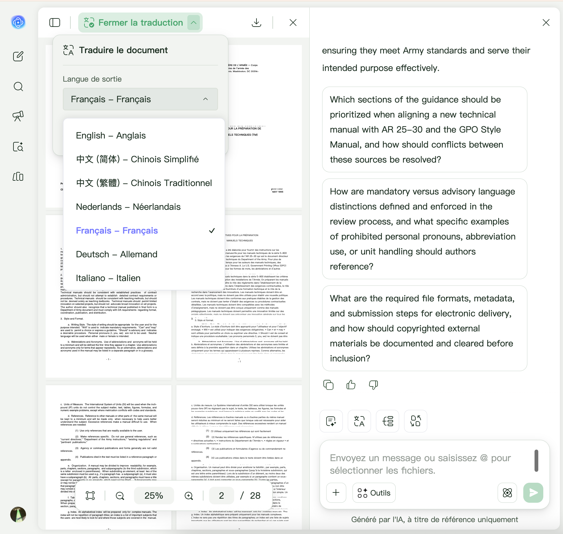 traduire des manuels techniques avec UPDF AI
