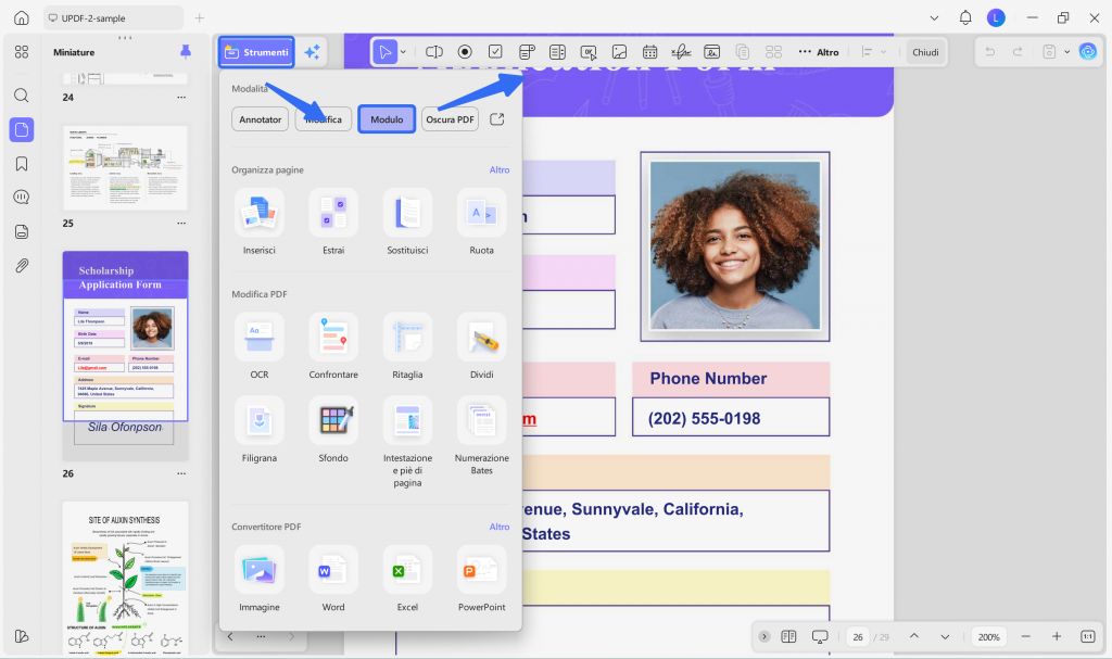 select form option from tools