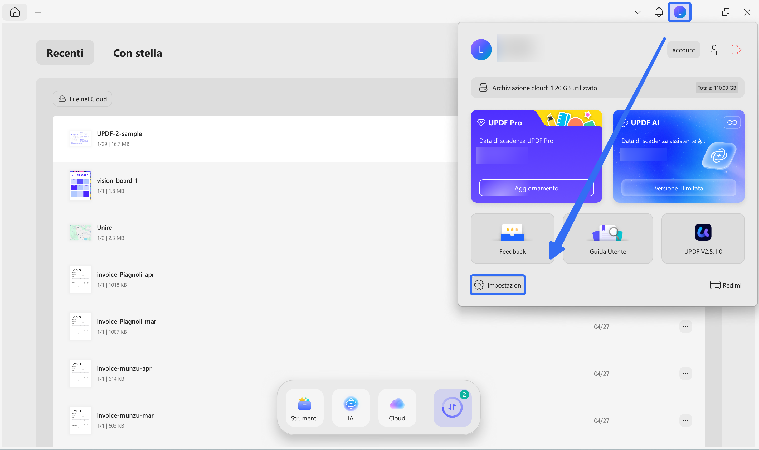 access updf settings window