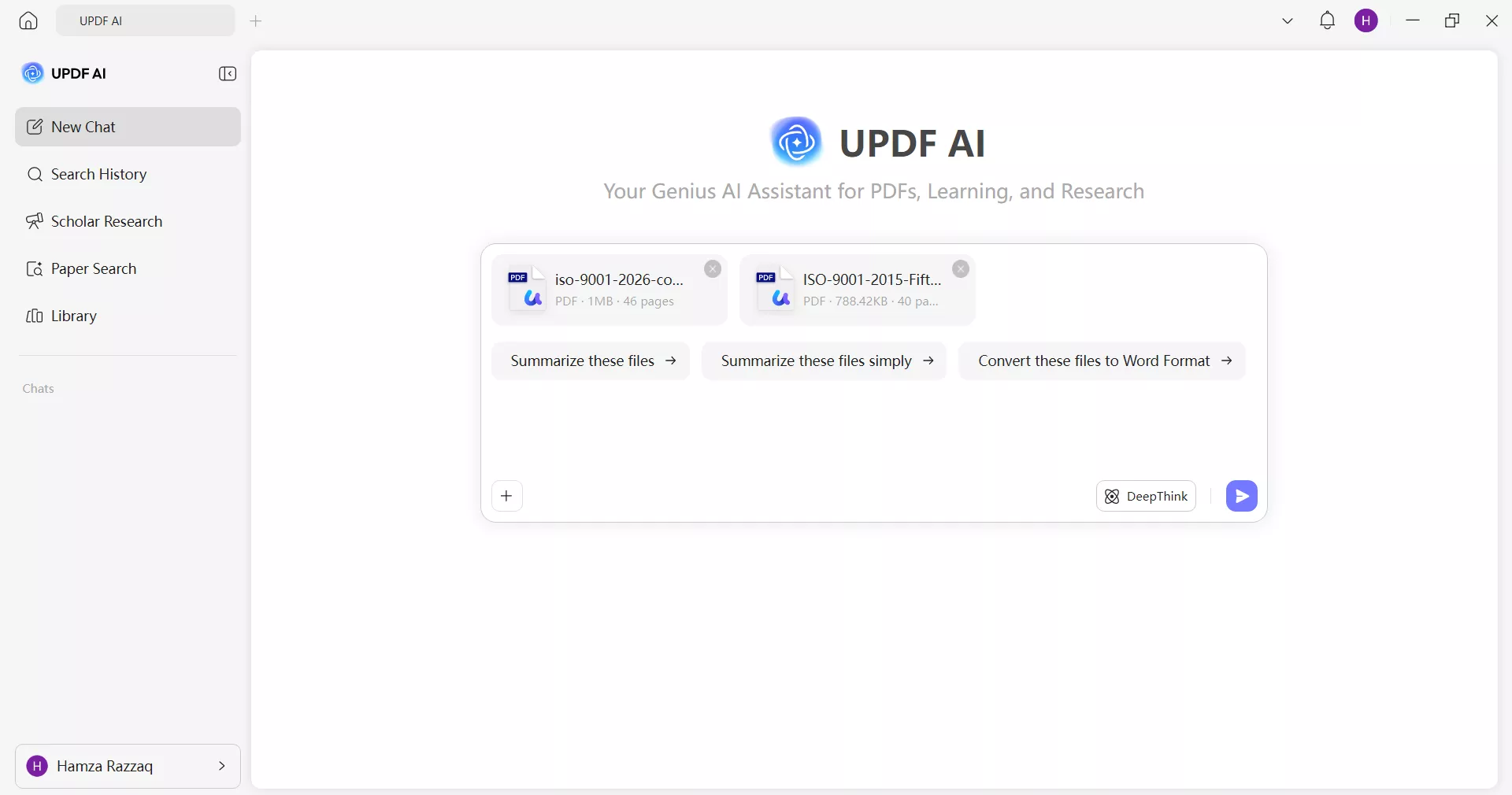 upload documents to UPDF AI