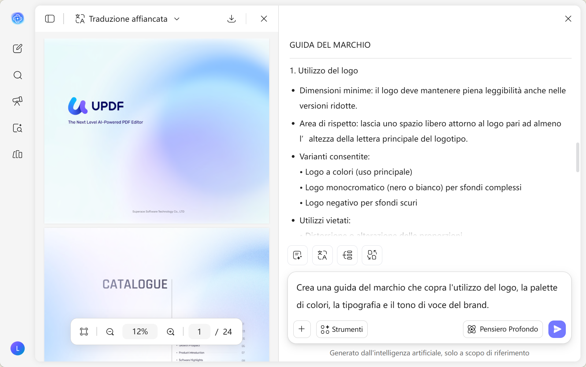 creare una guida del brand con updf ai